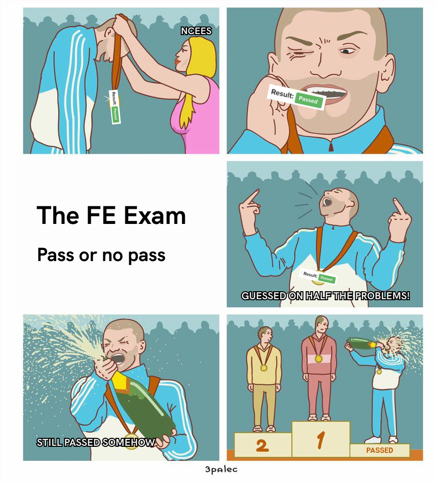 The FE exam is pass or no pass meme / PrepFE